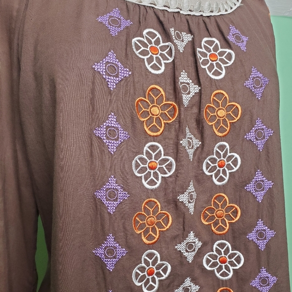 Tory Burch Long Sleeve Embroidered Peasant Top - Picture 6 of 8